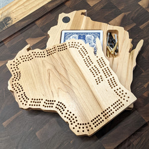 Wisconsin State WI Travel Cribbage Board, Storage Inside!, Includes Cards and Pegs!