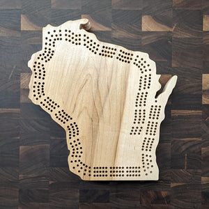 Wisconsin State WI Travel Cribbage Board, Storage Inside!, Includes Cards and Pegs!