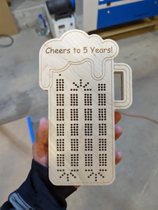 Beer Mug Cribbage Board, Includes Pegs!