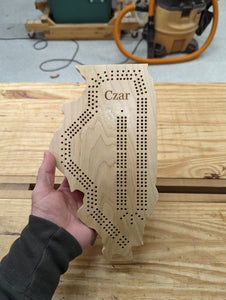 Illinois State IL Travel Cribbage Board, Storage Inside!, Includes Cards and Pegs!