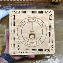 Load image into Gallery viewer, Customizable Cribbage Board Add Sports Team College Engraving, Includes Pegs!