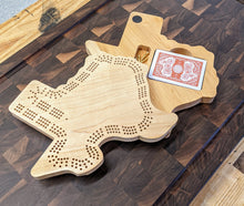 Load image into Gallery viewer, Texas State TX Travel Cribbage Board, Storage Inside!, Includes Cards and Pegs!