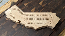 Load image into Gallery viewer, California State CA Travel Cribbage Board, Storage Inside!, Includes Cards and Pegs!