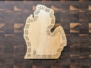 Michigan (Lower Peninsula) State MI Travel Cribbage Board, Storage Inside!, Includes Cards and Pegs!