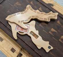 Load image into Gallery viewer, Michigan Upper Peninsula State MI Travel Cribbage Board, Storage Inside!, Includes Cards and Pegs!