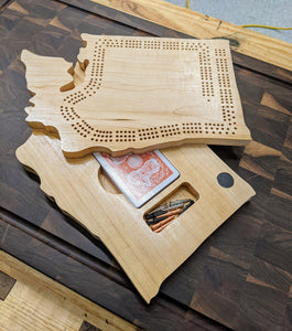 Washington State WA Travel Cribbage Board, Storage Inside!, Includes Cards and Pegs!