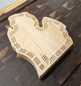 Michigan (Lower Peninsula) State MI Travel Cribbage Board, Storage Inside!, Includes Cards and Pegs!