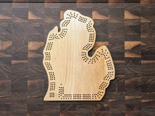 Load image into Gallery viewer, Michigan (Lower Peninsula) State MI Cribbage Board, Includes Pegs!