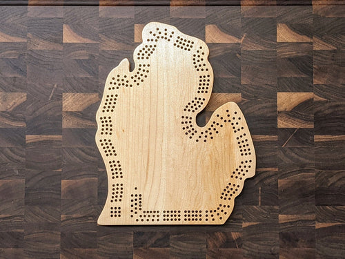 Michigan (Lower Peninsula) State MI Cribbage Board, Includes Pegs!