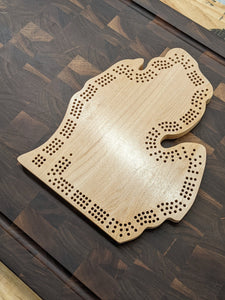 Michigan (Lower Peninsula) State MI Cribbage Board, Includes Pegs!