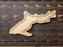 Load image into Gallery viewer, Michigan Upper Peninsula State MI Travel Cribbage Board, Storage Inside!, Includes Cards and Pegs!