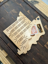 Load image into Gallery viewer, Missouri State MO Travel Cribbage Board, Storage Inside!, Includes Cards and Pegs!