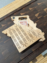 Load image into Gallery viewer, Missouri State MO Travel Cribbage Board, Storage Inside!, Includes Cards and Pegs!