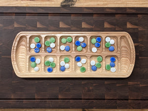 Mancala Board made from Urban Reclaimed Lumber, Stones Included