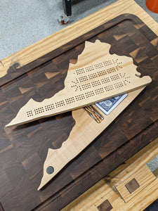 Virginia State VA Travel Cribbage Board, Storage Inside!, Includes Cards and Pegs!