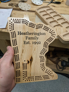 Minnesota State MN Travel Cribbage Board, Storage Inside!, Includes Cards and Pegs!