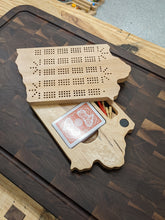 Load image into Gallery viewer, Iowa State IA Travel Cribbage Board, Storage Inside!, Includes Cards and Pegs!