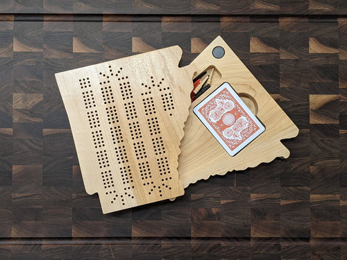 Arkansas State AR Travel Cribbage Board, Storage Inside!, Includes Cards and Pegs!