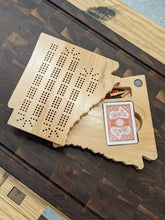 Load image into Gallery viewer, Arkansas State AR Travel Cribbage Board, Storage Inside!, Includes Cards and Pegs!