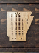 Load image into Gallery viewer, Arkansas State AR Travel Cribbage Board, Storage Inside!, Includes Cards and Pegs!