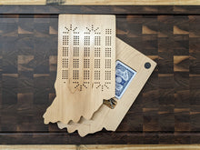 Load image into Gallery viewer, Indiana State IN Travel Cribbage Board, Storage Inside!, Includes Cards and Pegs!