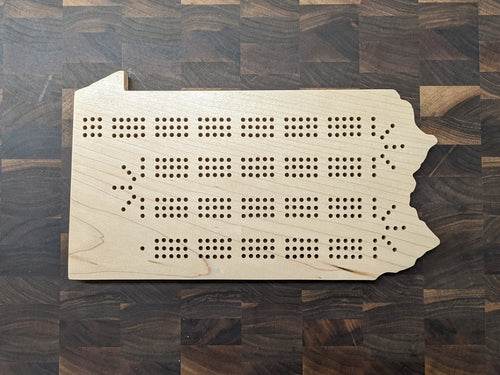 Pennsylvania State PA Cribbage Board, Includes Pegs!