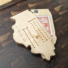 Load image into Gallery viewer, Illinois State IL Travel Euchre Score Keeping Board, Storage Inside! Includes Cards and Pegs!