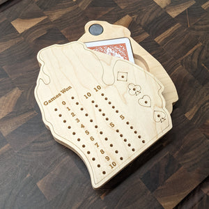Michigan State MI Travel Euchre Score Keeping Board, Storage Inside! Includes Cards and Pegs!
