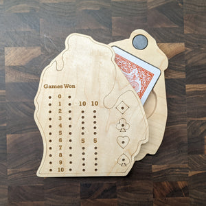 Michigan State MI Travel Euchre Score Keeping Board, Storage Inside! Includes Cards and Pegs!