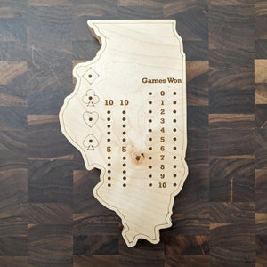 Illinois State IL Travel Euchre Score Keeping Board, Storage Inside! Includes Cards and Pegs!