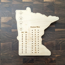 Load image into Gallery viewer, Minnesota State MN Travel Euchre Score Keeping Board, Storage Inside! Includes Cards and Pegs!
