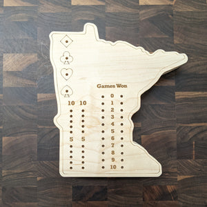 Minnesota State MN Travel Euchre Score Keeping Board, Storage Inside! Includes Cards and Pegs!