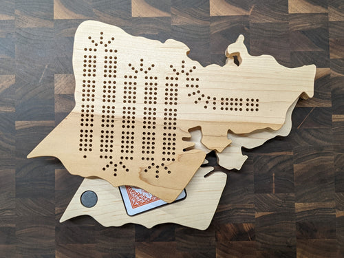 Oahu Island Hawaii HI Travel Cribbage Board, Storage Inside!, Includes Cards and Pegs!
