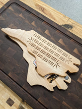 Load image into Gallery viewer, North Carolina State NC Travel Cribbage Board, Storage Inside!, Includes Cards and Pegs!