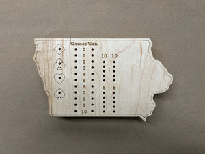 Iowa State IA Travel Euchre Score Keeping Board, Storage Inside! Includes Cards and Pegs!