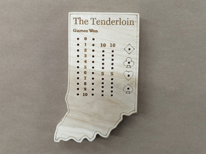 Indiana State IN Travel Euchre Score Keeping Board, Storage Inside! Includes Cards and Pegs!