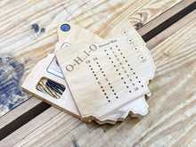 Load image into Gallery viewer, Ohio State OH Travel Euchre Score Keeping Board, Storage Inside! Includes Cards and Pegs!