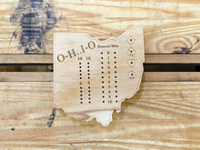 Load image into Gallery viewer, Ohio State OH Travel Euchre Score Keeping Board, Storage Inside! Includes Cards and Pegs!