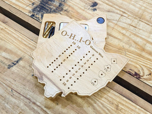 Ohio State OH Travel Euchre Score Keeping Board, Storage Inside! Includes Cards and Pegs!