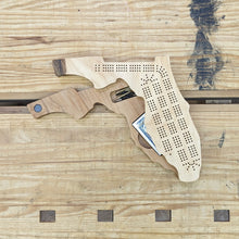Load image into Gallery viewer, Florida State FL Travel Cribbage Board, Storage Inside!, Includes Cards and Pegs!